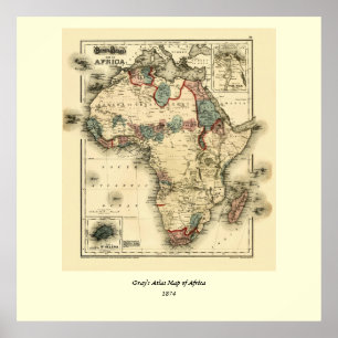 Viintage 1874 Map of Africa Antique African Print