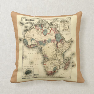 Viintage 1874 Map of Africa Antique African Print Cushion