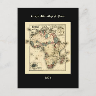 Viintage 1874 Map of Africa Antique African Print Postcard