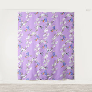 viintage birds purple botanical wallpaper tapestry