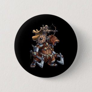 Viking Archer Riding War Bear 6 Cm Round Badge
