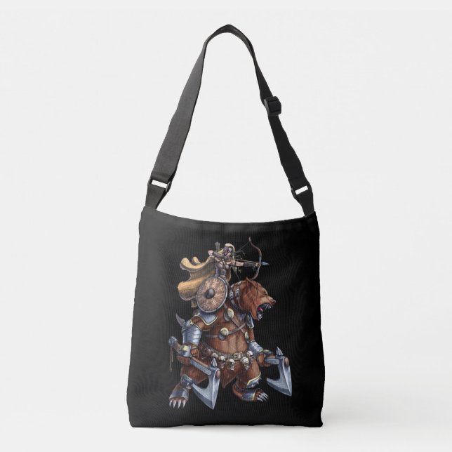Viking Archer Riding War Bear Crossbody Bag (Front)