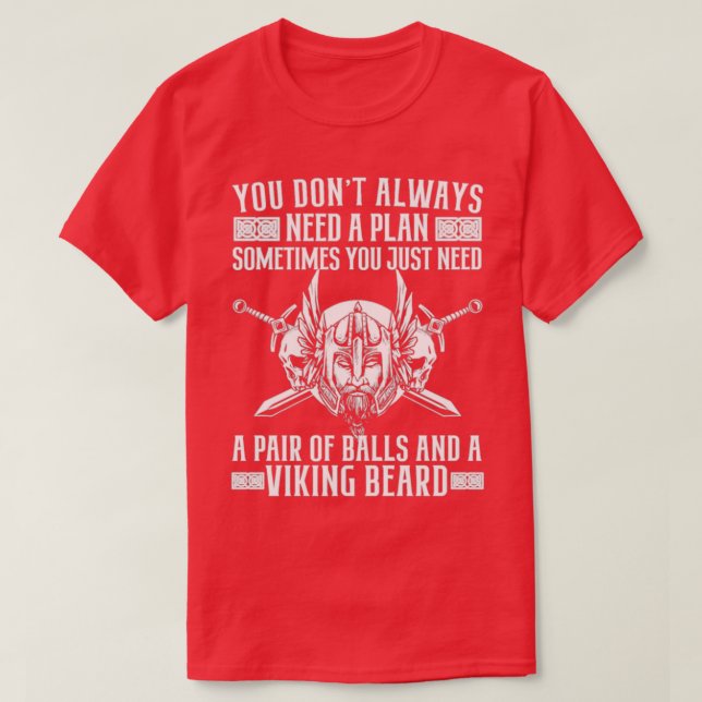 Viking Beard And Balls T-Shirt (Design Front)