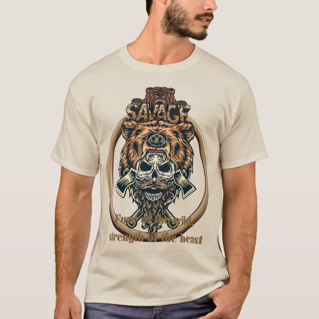 Viking Beast Skull Warrior T-Shirt (Front)