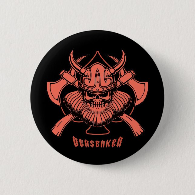 Viking Berserker 6 Cm Round Badge (Front)
