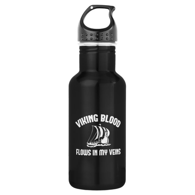 Viking Blood Flows In My Veins 532 Ml Water Bottle (Front)