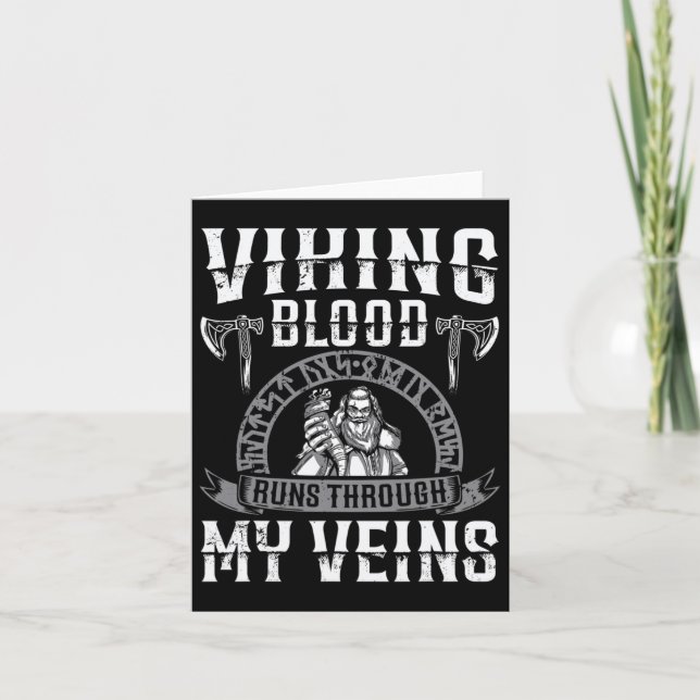 Viking Blood Runs Through My Veins Us Independence Card (Front)