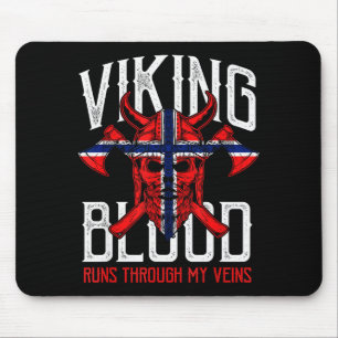 Viking Blood Skull Norwegian Flag Pride Norway  Mouse Pad