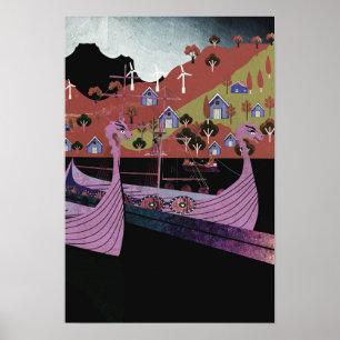 Viking boats Norway Poster