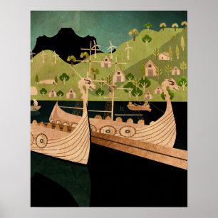 Viking boats Norway Poster