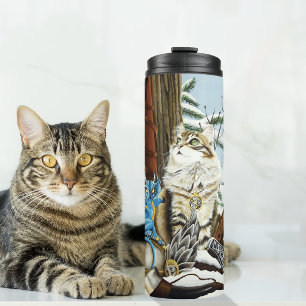 Viking Cat Blue Dragon Thermal Tumbler