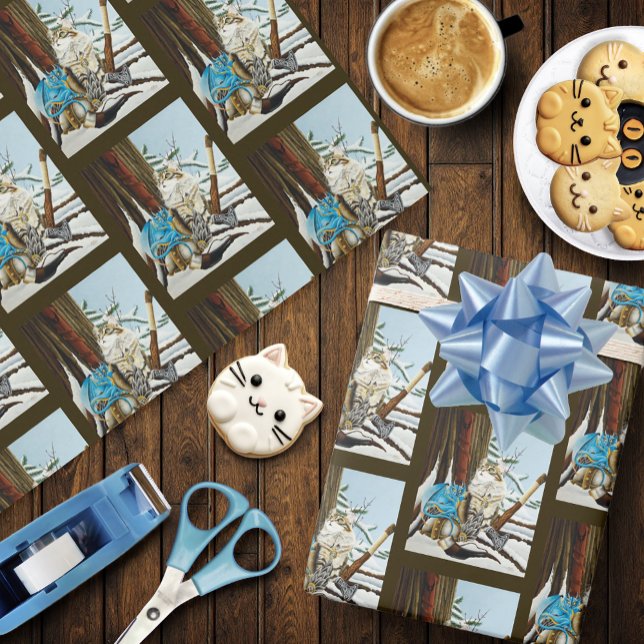 Viking Cat Blue Dragon Wrapping Paper (Creator Uploaded)