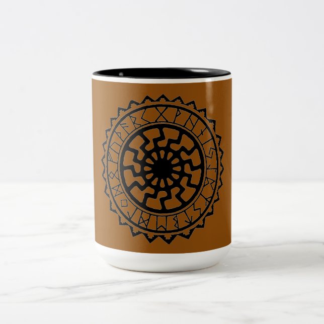Viking Celtic Sun Rune Calendar Ceramic Mug (Center)