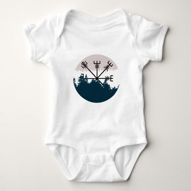 viking compass "Vegvísir" Baby Bodysuit (Front)