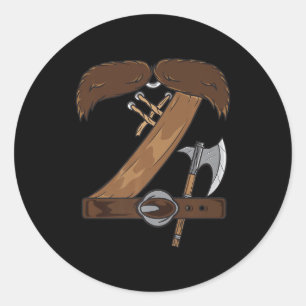 Viking Costume Halloween Moustache Belt Axe Cospla Classic Round Sticker