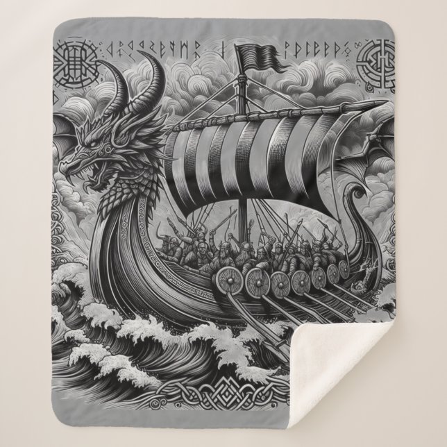 Viking design sherpa blanket (Front)