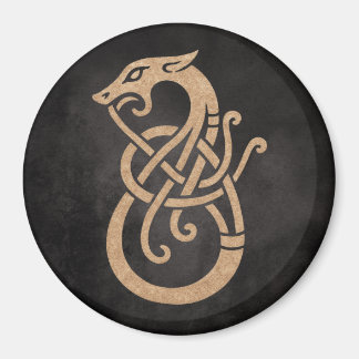 Viking Dragon Knot – Ancient Norse Symbol on Black Magnet