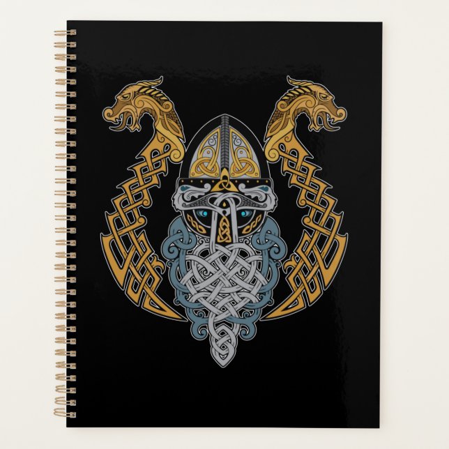 Viking Dragon Valknut Helmet Valhalla God Odin Planner (Front)