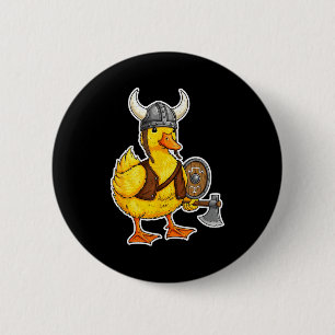 Viking Duck Funny Warrior Design  6 Cm Round Badge