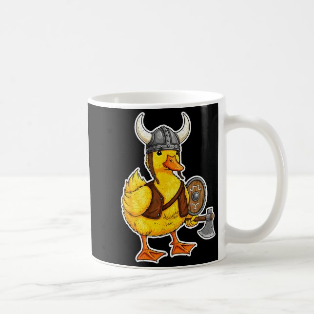 Viking Duck Funny Warrior Design  Coffee Mug (Right)