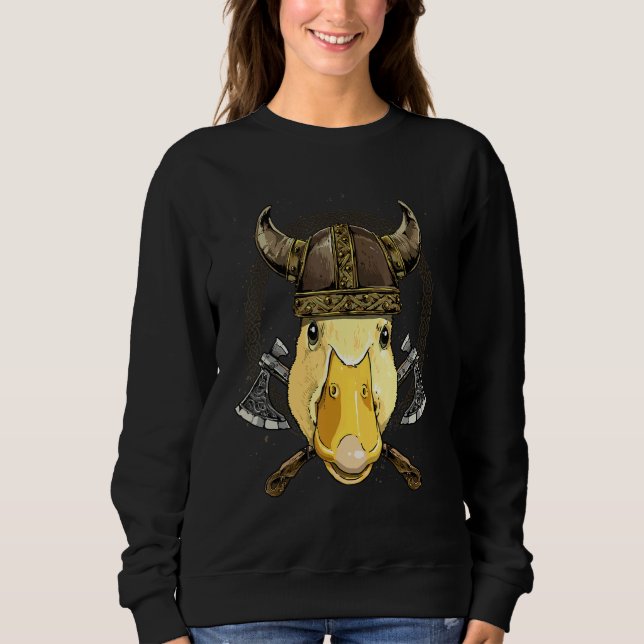 Viking Duck Renaissance Medieval Norse Pagan Valha Sweatshirt (Front)