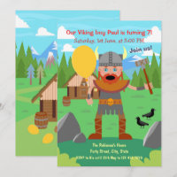 Viking father with balloon call to party