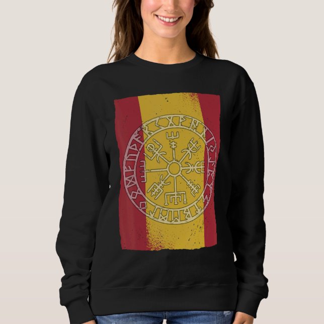 Viking Flag Spanish Post Indicator Compass Odin Ra Sweatshirt (Front)