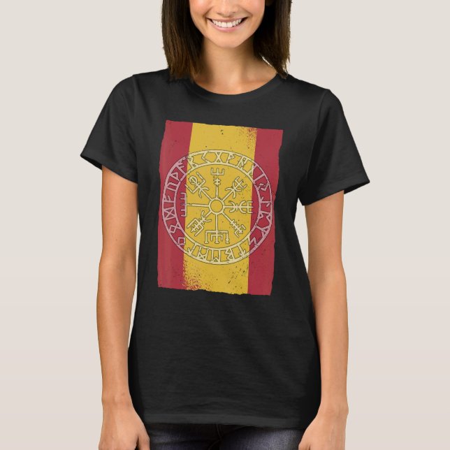 Viking Flag Spanish Post Indicator Compass Odin Ra T-Shirt (Front)
