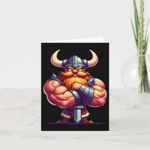 Viking Flexing Muscles Fan Lover Bodybuilding Gym  Card