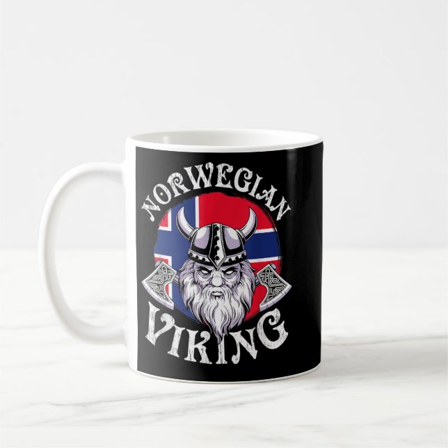 Viking Funny Norway Flag Vikings Coffee Mug (Left)