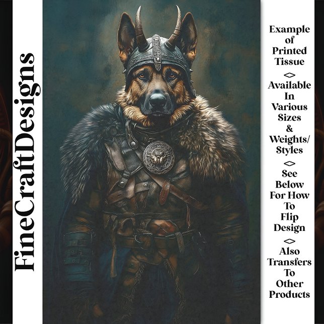 Viking German Shepherd Dog Warrior BS1 Decoupage Tissue Paper (Creator Uploaded)