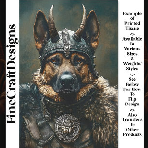 Viking German Shepherd Dog Warrior BS3 Decoupage Tissue Paper