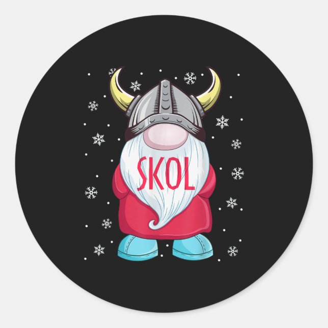 Viking Gnome Skol Christmas Norse Pajama Viking Me Classic Round Sticker (Front)