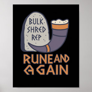 Viking Gym Rune And Gain Fitness Saying For Muscle Poster