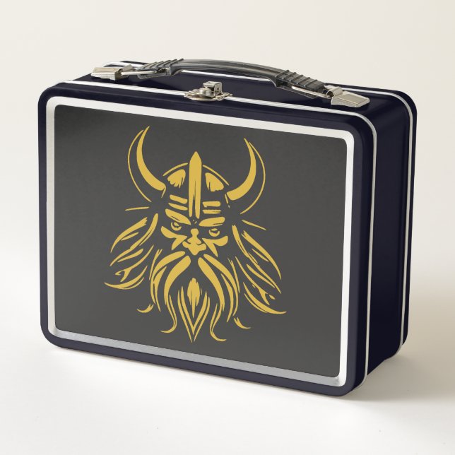 Viking head metal lunch box (Front)