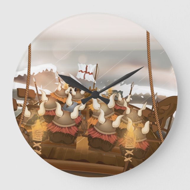 Viking Invasion Fleet Large Clock (Front)