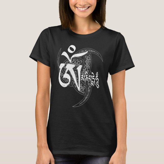 VIKING KNOTWORK TRIPLE HORN OF ODIN AND OM MANI PA T-Shirt (Front)