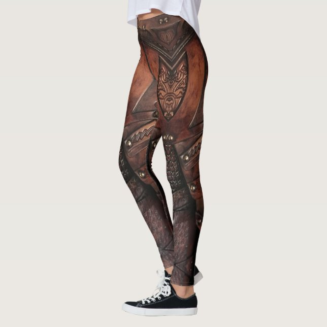 Viking Leather Armor Vest Abstract Leggings (Left)