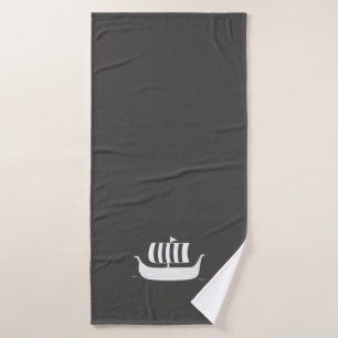 Viking longboat ship w/custom background colour bath towel