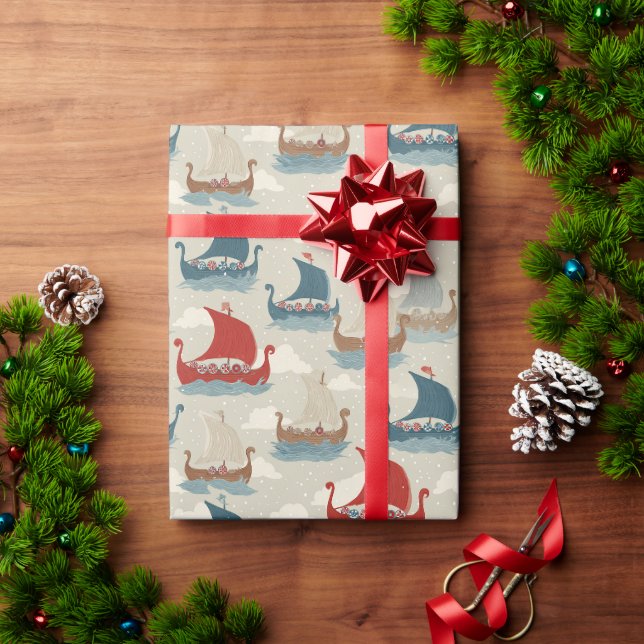 Viking Longboats Winter Wrapping Paper (Holiday Gift)