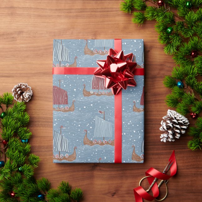 Viking Longboats Winter Wrapping Paper (Holiday Gift)