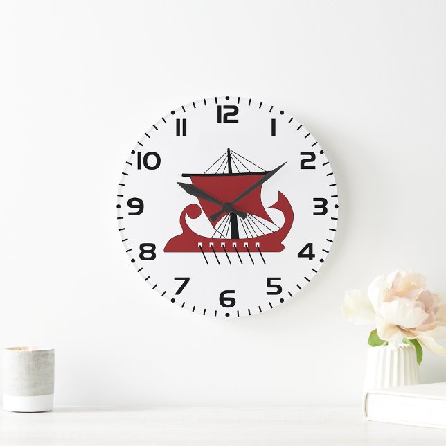 Viking Longship Silhouette Drakkar Ship  Large Clock (Creator Uploaded)