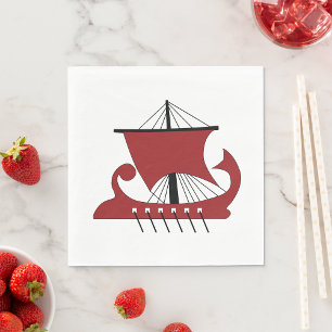 Viking Longship Silhouette Drakkar Ship Napkin