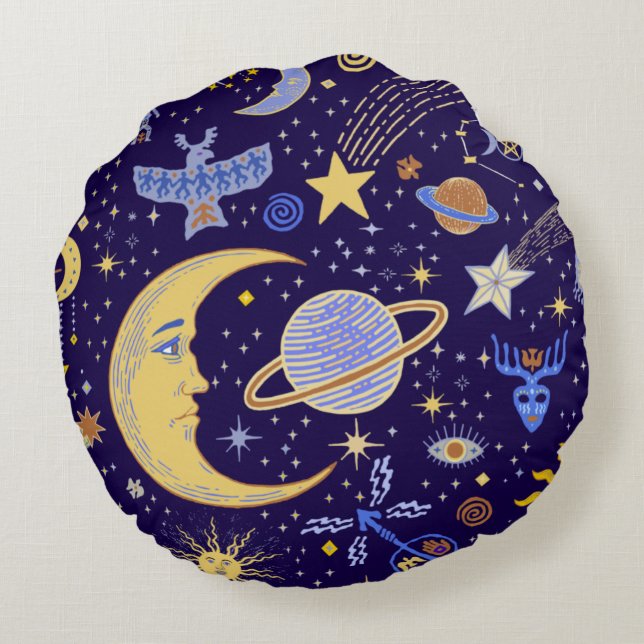 Viking Magic Celestial Dreams Round Cushion (Back)
