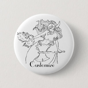 Viking Mermaid Warrior Thunder_Cove 6 Cm Round Badge