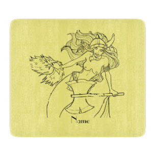 Viking Mermaid Warrior Thunder_Cove Cutting Board