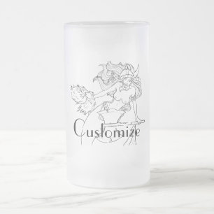 Viking Mermaid Warrior Thunder_Cove Frosted Glass Beer Mug