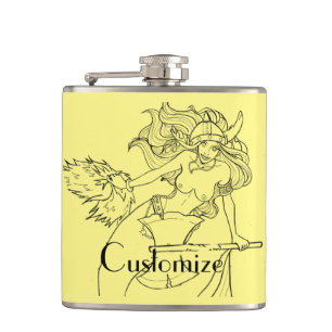 Viking Mermaid Warrior Thunder_Cove  Hip Flask