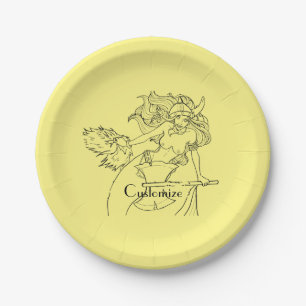 Viking Mermaid Warrior Thunder_Cove Paper Plate