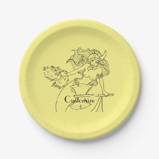 Viking Mermaid Warrior Thunder_Cove  Paper Plate (Front)